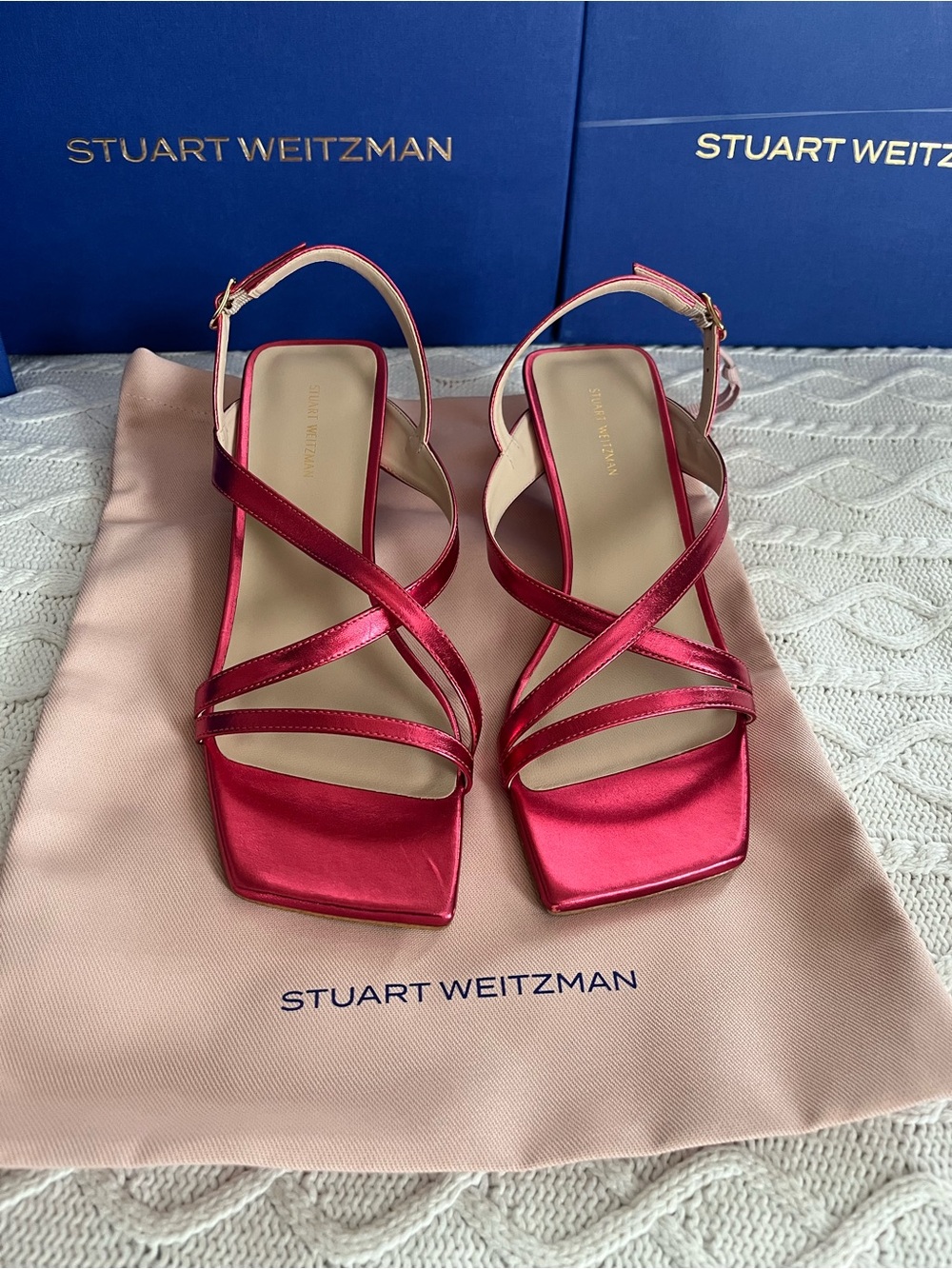 Stuart Weitzman Fuchsia Pink Slingback Heels Flared Kitten Heel Various Sizes